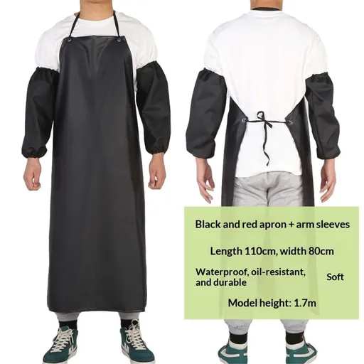 Waterproof Apron with Long Sleeves and sleeve protectors, Safety Apron Work Uniform for Men & Women, Chemical Resistance Anti-Tear Apron