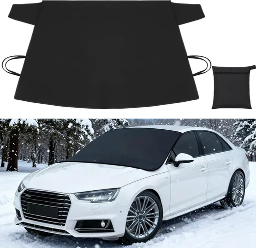 Windshield Cover for Ice and Snow Heavy Duty 600d Oxford Fabric Windshield Protector for Cars Suvs Trucks Secure Fit Waterproof Frost Cover for Winter Car Accessories, Black, 69"x42"