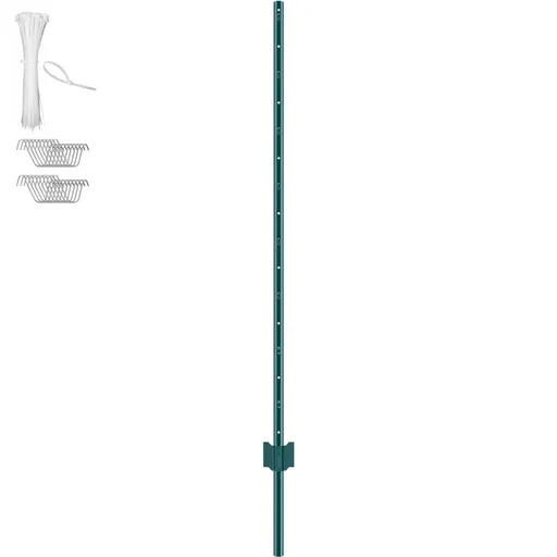 5 Feet Fence Post 10 Pack T-Post Heavy Duty Metal Fence Posts Green