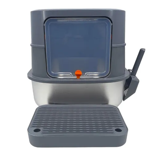 P&P Jumbo Stainless Steel Cat Litter Box for Multi-Cats Large Toilet Box with Removable Lid
