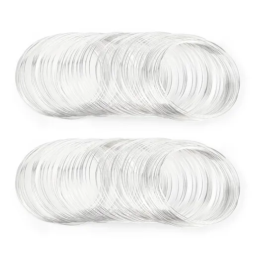 200 Loops Memory Steel Wire for Jewelry Making Supplies, 0.6mm Bangle Bracelet Wire Memory Beading Wire for Art Creation Necklace DIY Crafts Making (Silver)