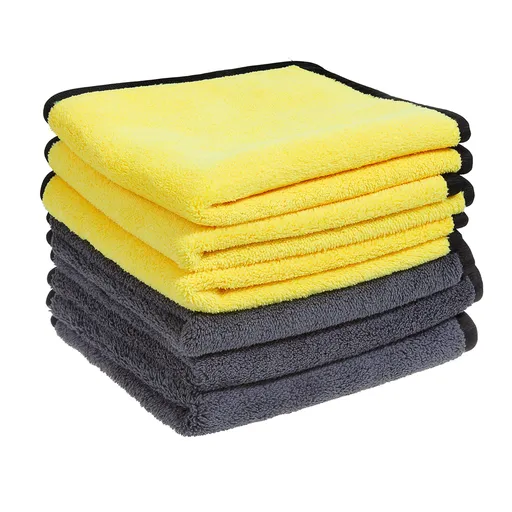 Premium Edgeless Microfiber Cleaning Cloths, 6 Pack| 12” x 12” All Purpose Hand Towels for Car Washing and Detailing