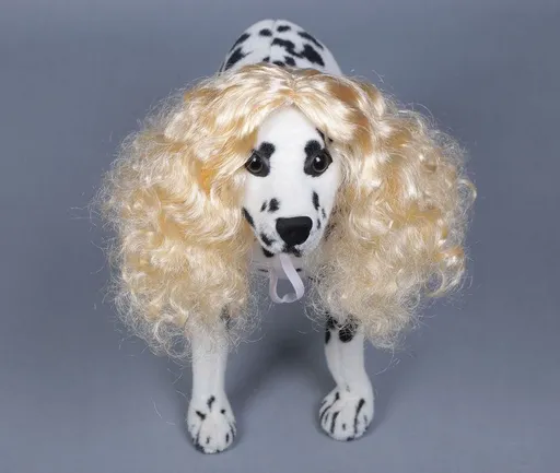 Pet Wig Long Curly Light Gold K Silk P Silk