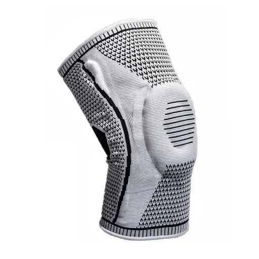 Grey Knee Brace Knee Compression Sleeve Professional Sports Silicone Knee Support - L