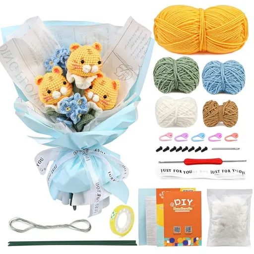 Crochet Kit for Beginners,Crochet Tigers Bouquet Kit