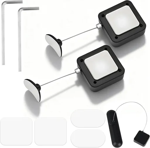 2 Pack Retractable Remote Control Tether, Remote Control Leash Holder Kit Includes Adhesive Pads and Wrench for TV Remotes, Phones
