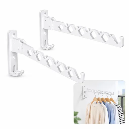 2 Pack Foldable Wall Mounted Drying Rack, Aluminum Clothes Drying Rack for Bathroom Balcony, Waterproof, 34x3x13 cm