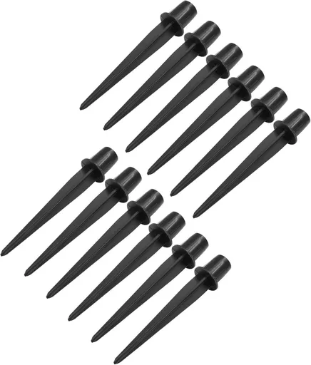 Biaungdo 12 Pcs Ground Spike, 8.25 Inch Black Reinforced Plastic Ground Spikes ABS Lights Replacement Stakes Yard Stakes for Solar Pathway Torch Garden Lights