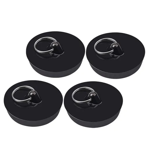 4Set Sink Plug Black PVC for Home Kitchen Bathroom Drain Sealing Clog Prevention