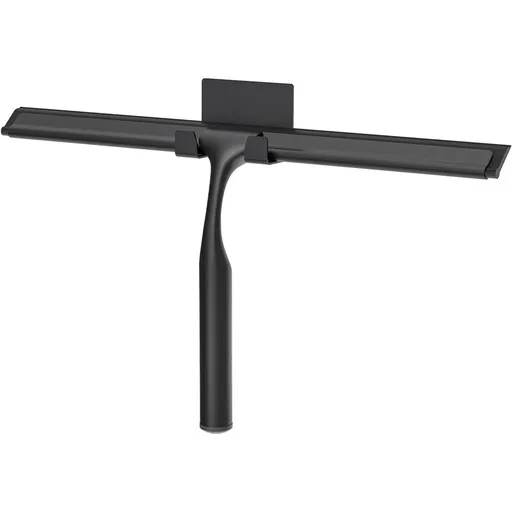 Shower Squeegee for Glass Doors, Shower Squeegee for Tile Shower Walls, Stainless Steel Squeegee for Bathroom, Windows and Mirrors with Storage Hook-, Black