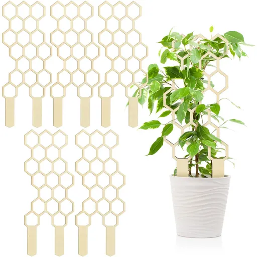 Small Wooden Trellis for Potted Climbing Plants 11.8 Inches Trellis Starter Holder for Indoor Outdoor Garden Decor (5 Pack)