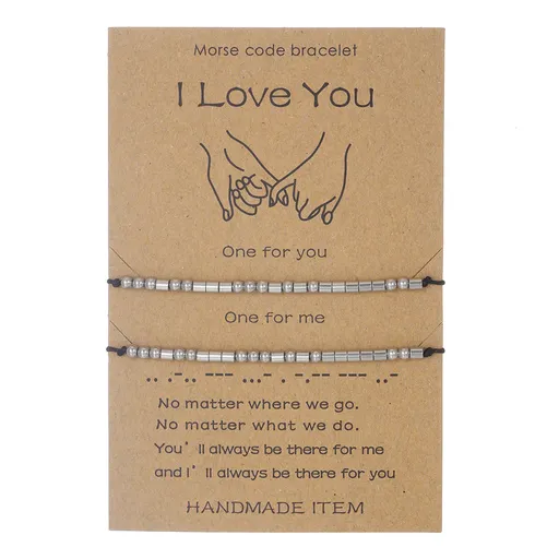 Stainless Steel Morse Code Bracelet(16-26cm) with Secret Message I Love You - Meaningful Gift for Best Friends, Sisters & Family