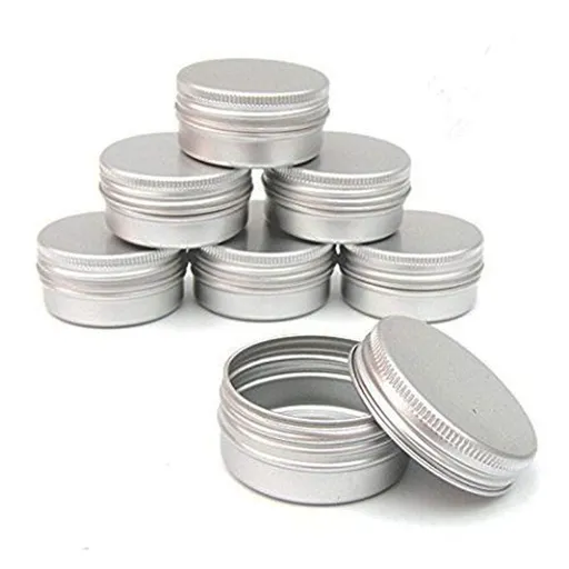 Metal Tins Screw Top Flat Aluminum Silver Slide Round Tin Containers For Lip Balm,Crafts (Pack of 10)