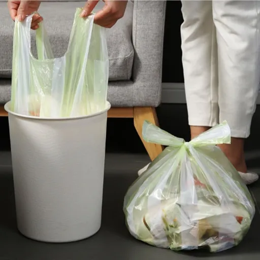 Disposable Drawstring Trash Bags, 60 Count, 55x45cm (17.72x21.65in), Thick Plastic for Kitchen Bathroom Office Car Pet Waste, Green