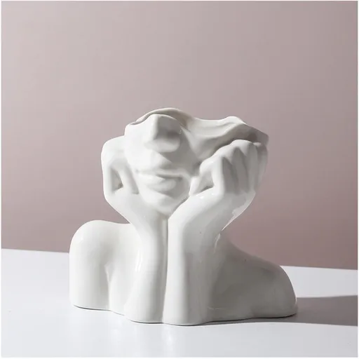 Female Form Ceramic Body Face Art Vase Ideal For Home Office Bookshelf Table Shelf Décor Modern Farmhouse
