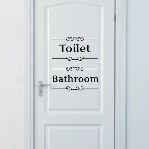 Bathroom Wall Sticker Black PVC Toilet Door Decal for Home Decor 4Pcs