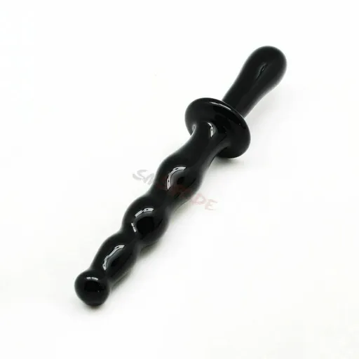 House Of Dasein Black Glass Anal Beads Butt Plug Double Ended Dildo Bdsm Fetish - Black