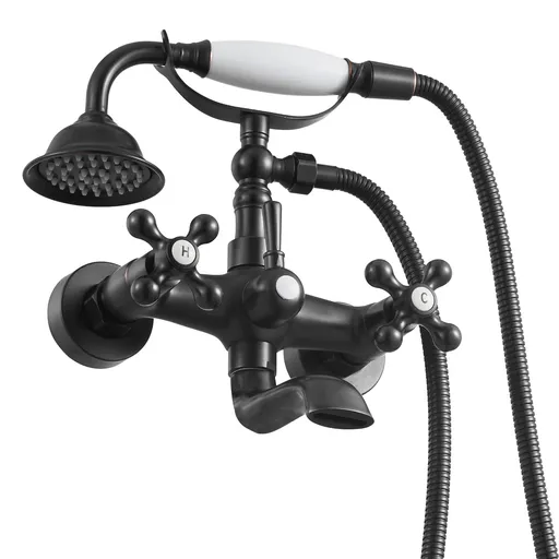Clawfoot Tub Faucet, Wall Mount Bathtub Faucets with Handheld Shower, Vintage Oil-Rubbed Bronze Clawfoot Tub Filler Faucet Shower Kit with Adjustable Swing Arms & 360° Rotation Spout for Bathtubs