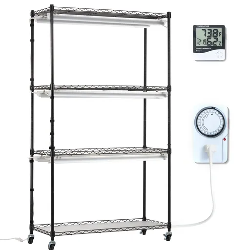 Plant Stand with Grow Lights 4 Tiers 180W 150 cm Tall Plant Grow Shelf