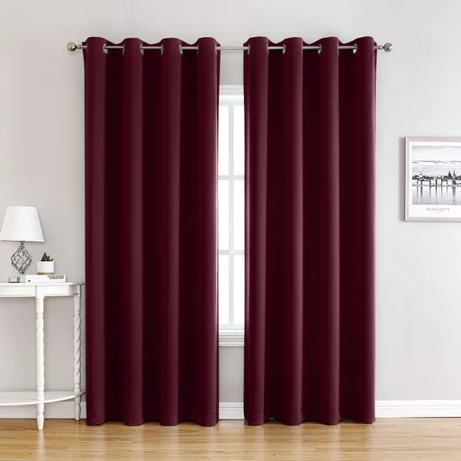 Wine Red | Approx. 39x79 Inch Single Panel | 545g Per Panel | 210GSM Room Darkening Curtains, Grommet Top 2 Panels, Mid-Century Elegant Drapes for Guest Bedroom, Great Christmas Present