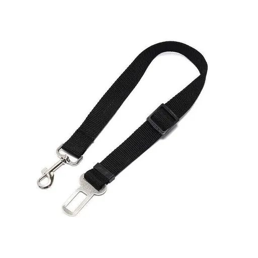 2X Adjustable Pet Travel Lead Clips with Car Buckle for Secure Restraint - Black