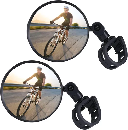 Petluno Bike Mirrors, 2 large angle mirrors 360° rotatable, adjustable, HD-nylon resin bike mirrors, for handlebars 15 to 35 mm, bike accessories for all round bikes