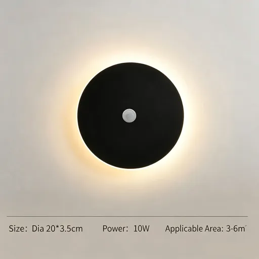 20CM Black Sensor Eclipse LED Wall Light Stepless Dimming