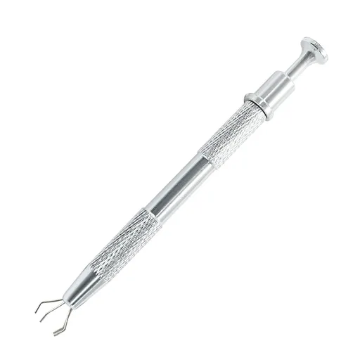 4-Claw Pick up Tool Piercing Ball Grabber, Stainless Steel 4 Prongs Pearl Chip Electronic Components Nails Clamping, Silver