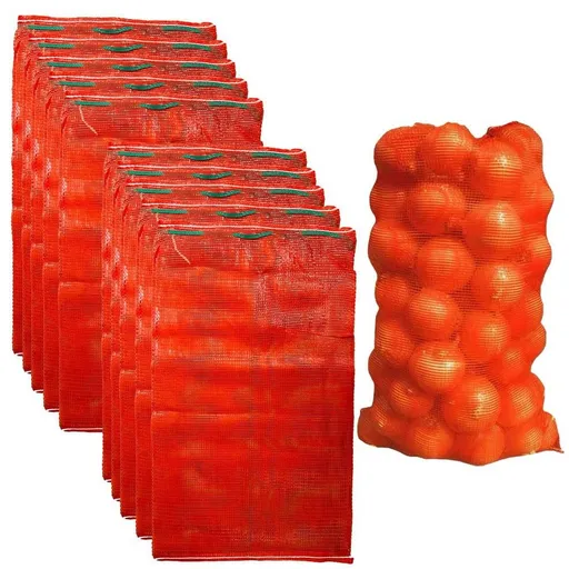 50 Pcs Onions Fresh Bag,10lb Reusable Produce Bags 11x18 inch Hanging Breathable Mesh Bags for Vegetables, Net Bags with Drawstring for Potatoes Apple Citrus Crawfish, Red