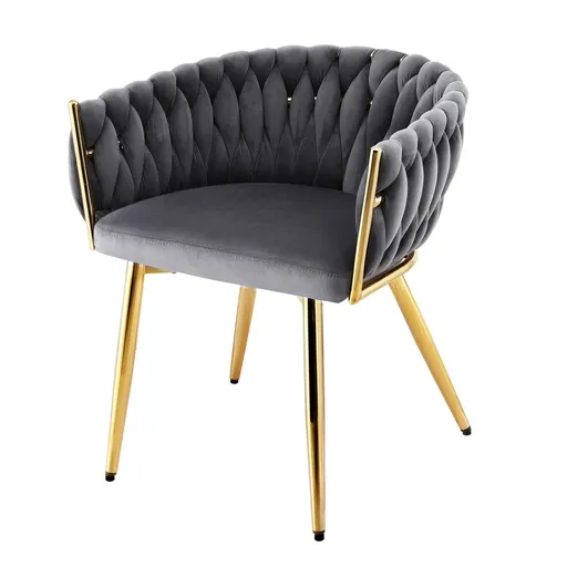 Artiss 1x Dining Chair Armchair Cafe Kitchen Lounge Chairs Velvet Weaving Grey
