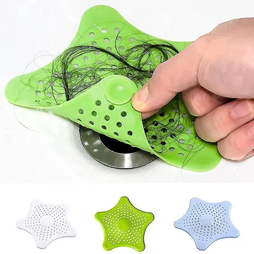 2pcs Sink Filter Mesh Home Kitchen Bathroom Sewer Filter Anti-blocking Garbage Pentagram Suction Plastic Drainage Cover