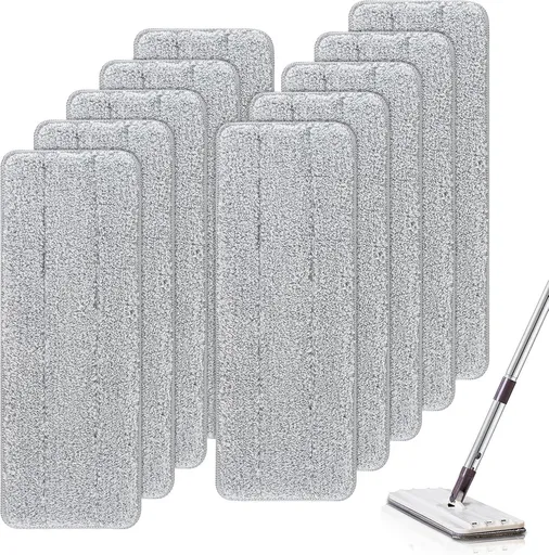 Mop Refills Microfiber Mop Pads 10 Pieces Washable Viscose for Wet and Dry Cleaning