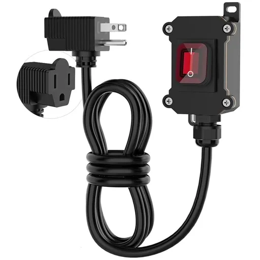 Inline Cord Switch with 4ft 18AWG, 3-Prong Cable Piggyback Plug Power Cord Extension Cord with Outdoor Light US Plug