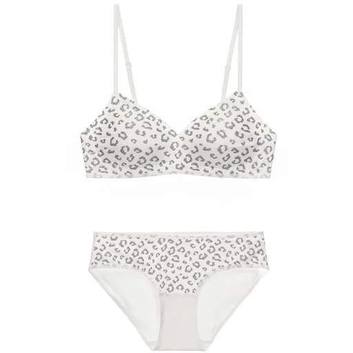 Seamless Women's Invisible Jelly Gel Fixed Cup Small Chest Gathering Soft Support Sexy Deep V Wireless Bra Set - White - S