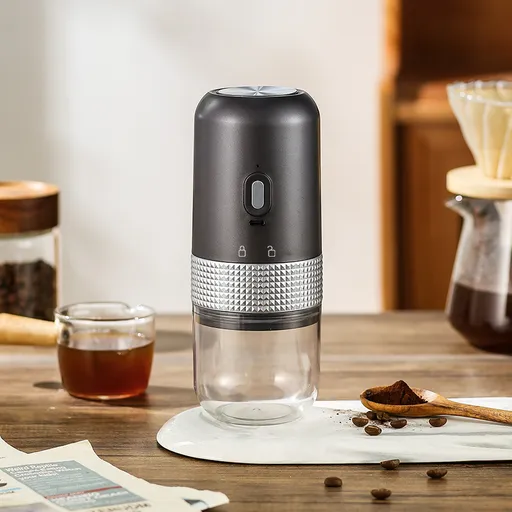 Wireless Portable Electric Coffee Grinder - Adjustable Coarseness, USB-C Rechargeable, One-Touch Operation(grey)