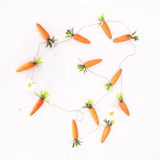 2-Pack 125CM Easter Carrot Hemp Rope Hanging Bunting - Festive Rabbit & Garden Themed Party Decoration