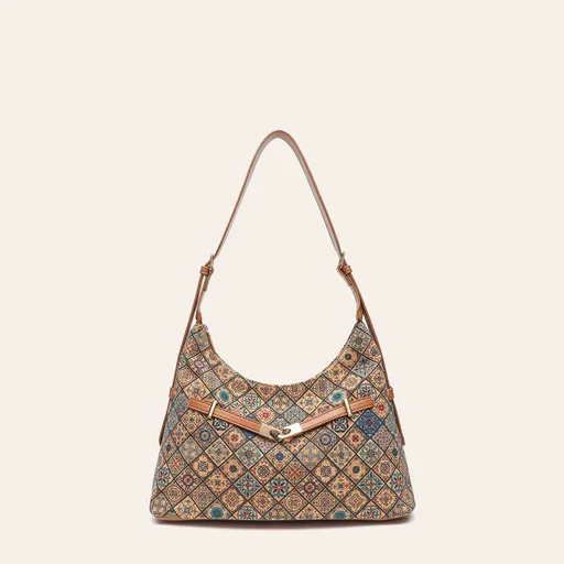 Geometric Cork Shoulder Bag, Lightweight Large Capacity Crossbody, Quality Hardware, Multi-Compartment, Daily Commute Versatile.(Blue-green color map)