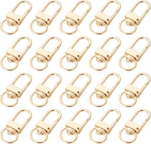 20 Pack Gold Metal Lobster Claw Clasps, 360° Swivel Lanyard Snap Hooks Lobster Clasp for Keychains, Key Chain Hooks for Jewelry Making Purse Bags DIY Crafts Pet Collar