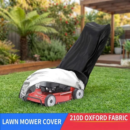 Protective Cover for Push Lawn Mower, 210D Silver-Coated Oxford Fabric, Waterproof Dustproof UV Resistant Outdoor Storage Cover for Courtyard Garden, All-Season Use (5)
