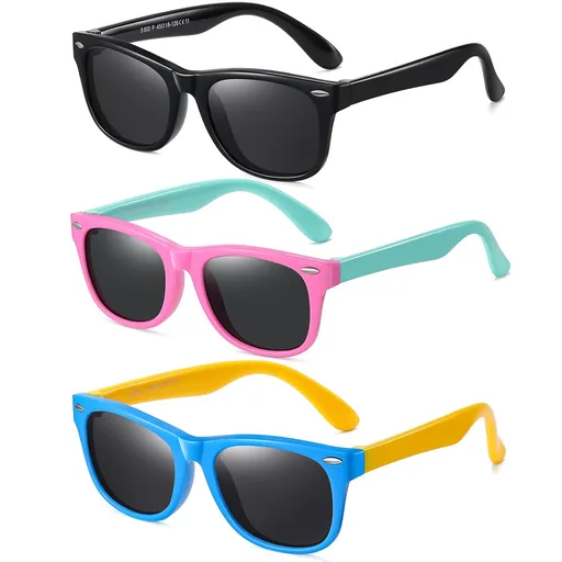 3pcs SUMMER SALE Kids Sunglasses Polarized & Flexible & UV Protection for Age 4-9, Girls Boys Styles，Toddler Sunglasses