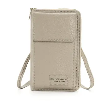 Gray Women's Crossbody Phone Bag Wallet Small PU Leather Shoulder Purse