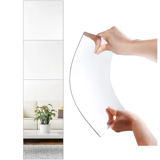 4Pcs Full Body Mirror for Bedroom, Safety Unbreakable Mirror Great for Baby Kids Toddler, Full Body Mirror Tiles for Living Room