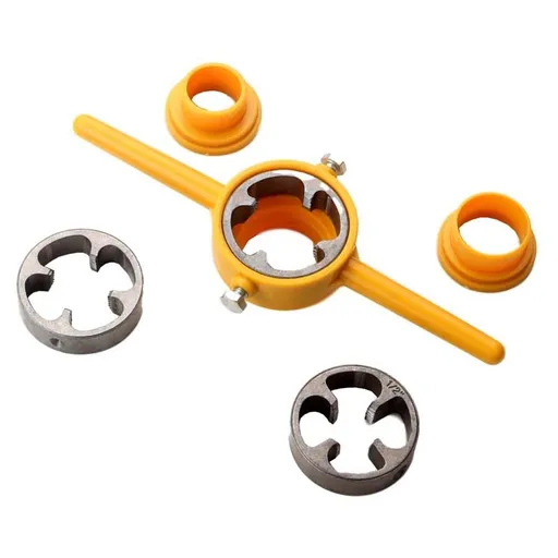 6Pcs Tap and Die Set, Manual Pipe Threader 1/2", 3/4", 1" Pipe Threader Kit Plumbing PVC Thread Tool Maker Screw Die