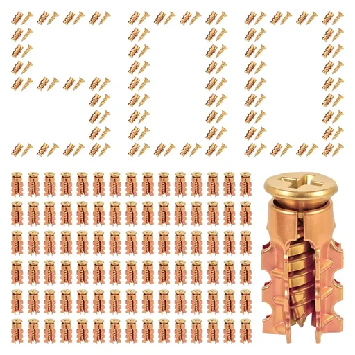 500Set Short Expansion Screw Set, Reliable Material Specs, Powerful Expansion Locking, for Wardrobe Stripped Hole Repair