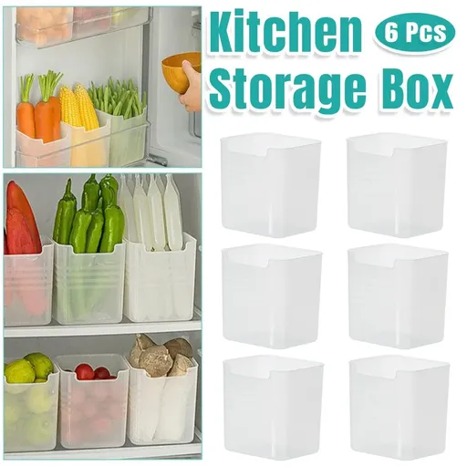 6-Piece Clear Fridge Storage Box Set