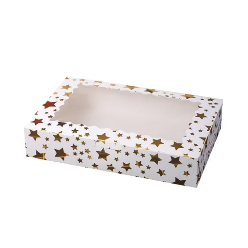 10 Pcs Window Cake Box Gold Star Kraft Cardboard Bakery Party Dessert Gift Box - Star