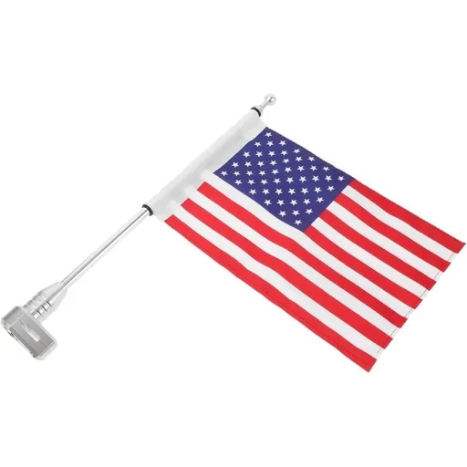 Motorcycle Flagpole Mount for Cargo Rack - Silver Metal Flag Holder for Bikes and Luggage Racks