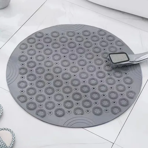 [Anti-slip Bath Mat] Anti-slip Round Bath Mat | Massage Foot Pad Toilet Bath Mat 55cm/21.65in Gray