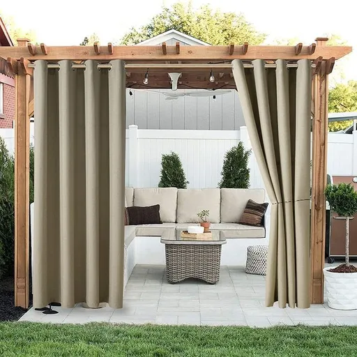 52*72 Inches (132X182Cm) Curtain Waterproof Outdoor Pavilion Terrace Curtain Thermal Insulation Shading Curtain