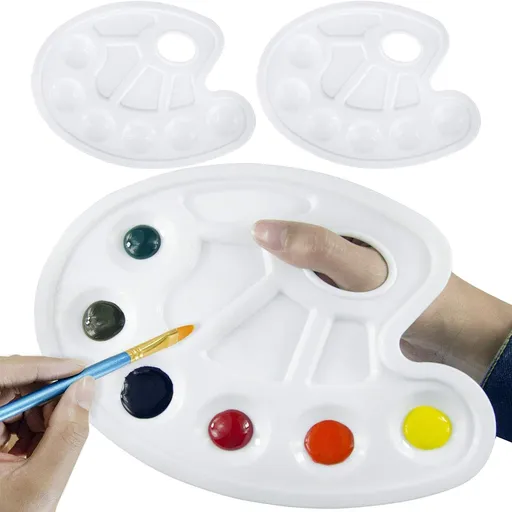 BEADNVOA Paint Tray Palette Paint Pallet with Thumb Hole Model Painter Tray for Kids Artists Painters (3 pcs, for Acrylic, Oil, Watercolor)